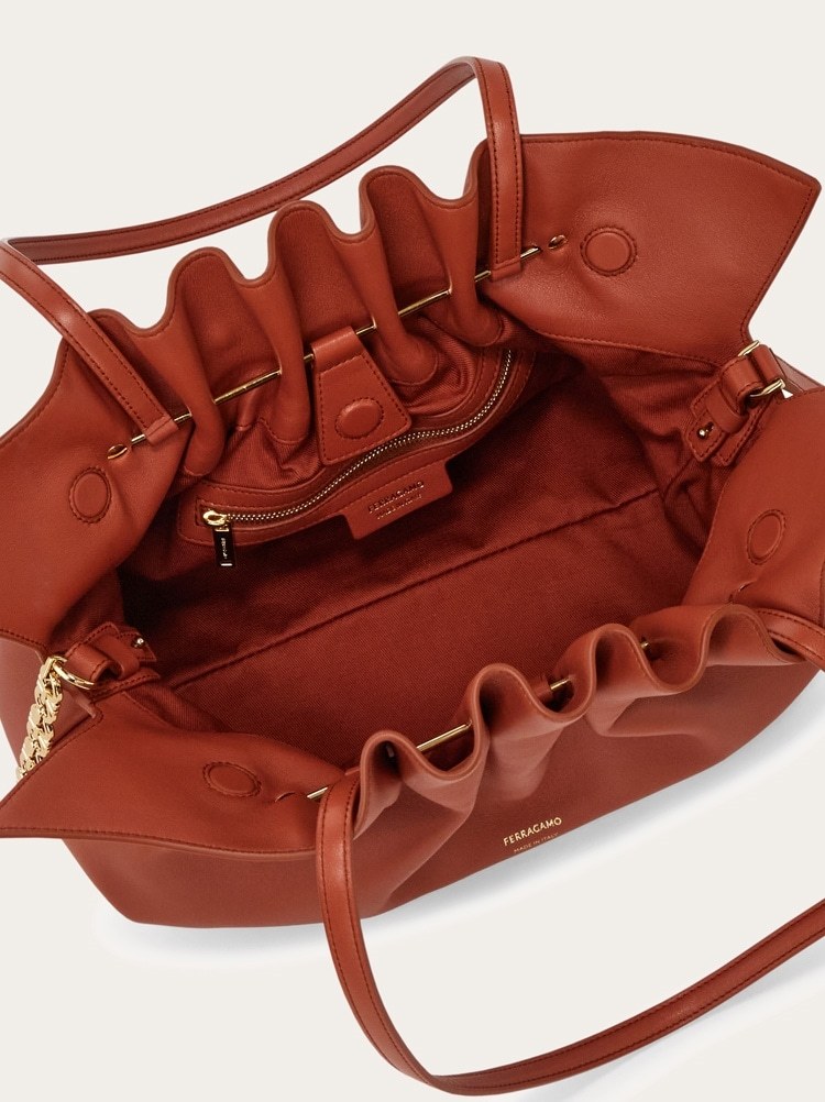 Ferragamo Medium Piercing Shoulder Bag (m) In Brick