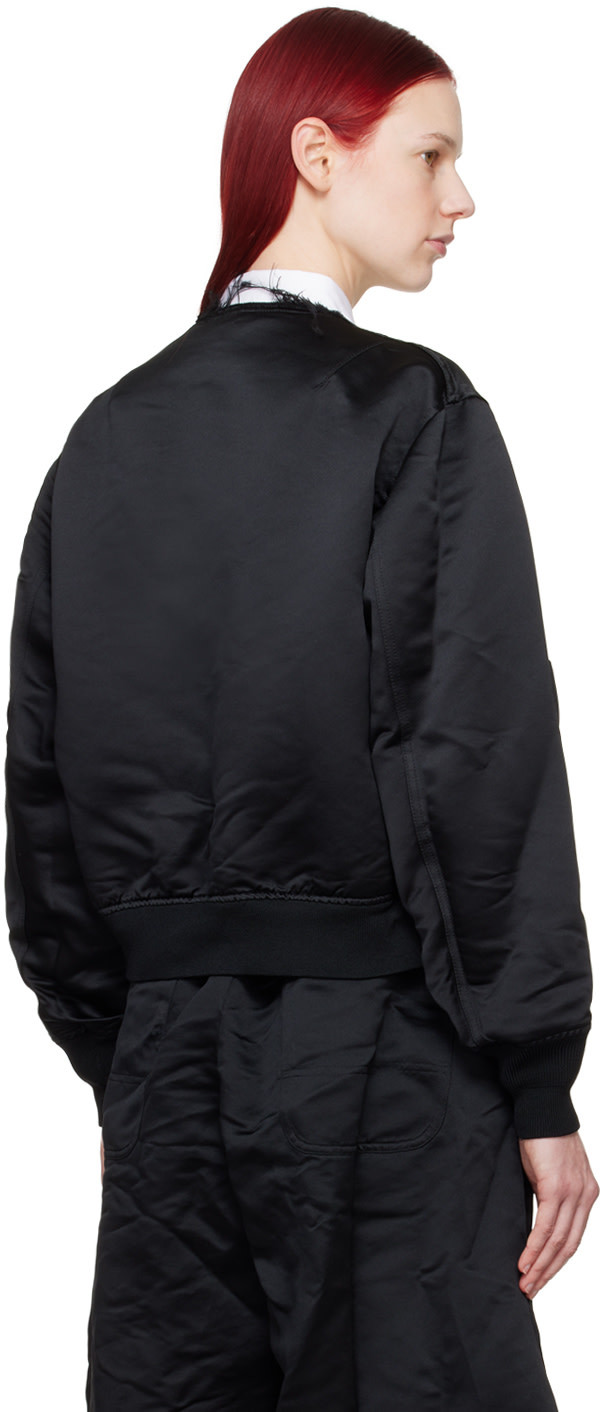 Comme Des Garçons Zip-up Satin Bomber Jacket In Black