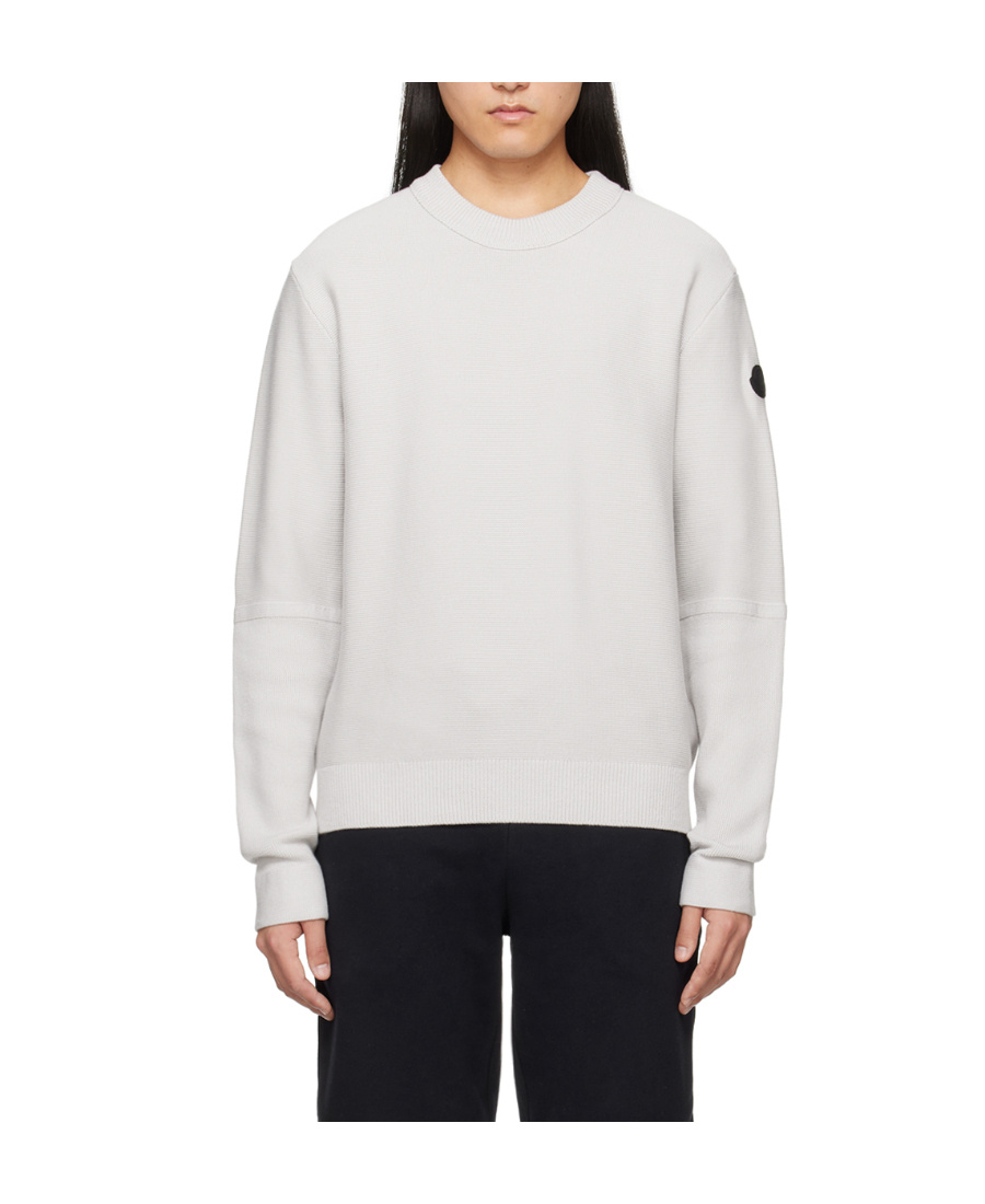 Moncler Gray Patch Sweater In White