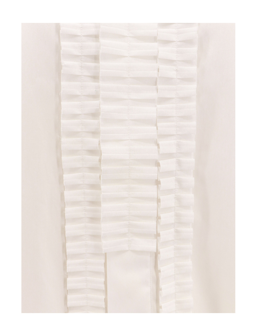 Marni White Bio Poplin Shirt With Ruffles In White