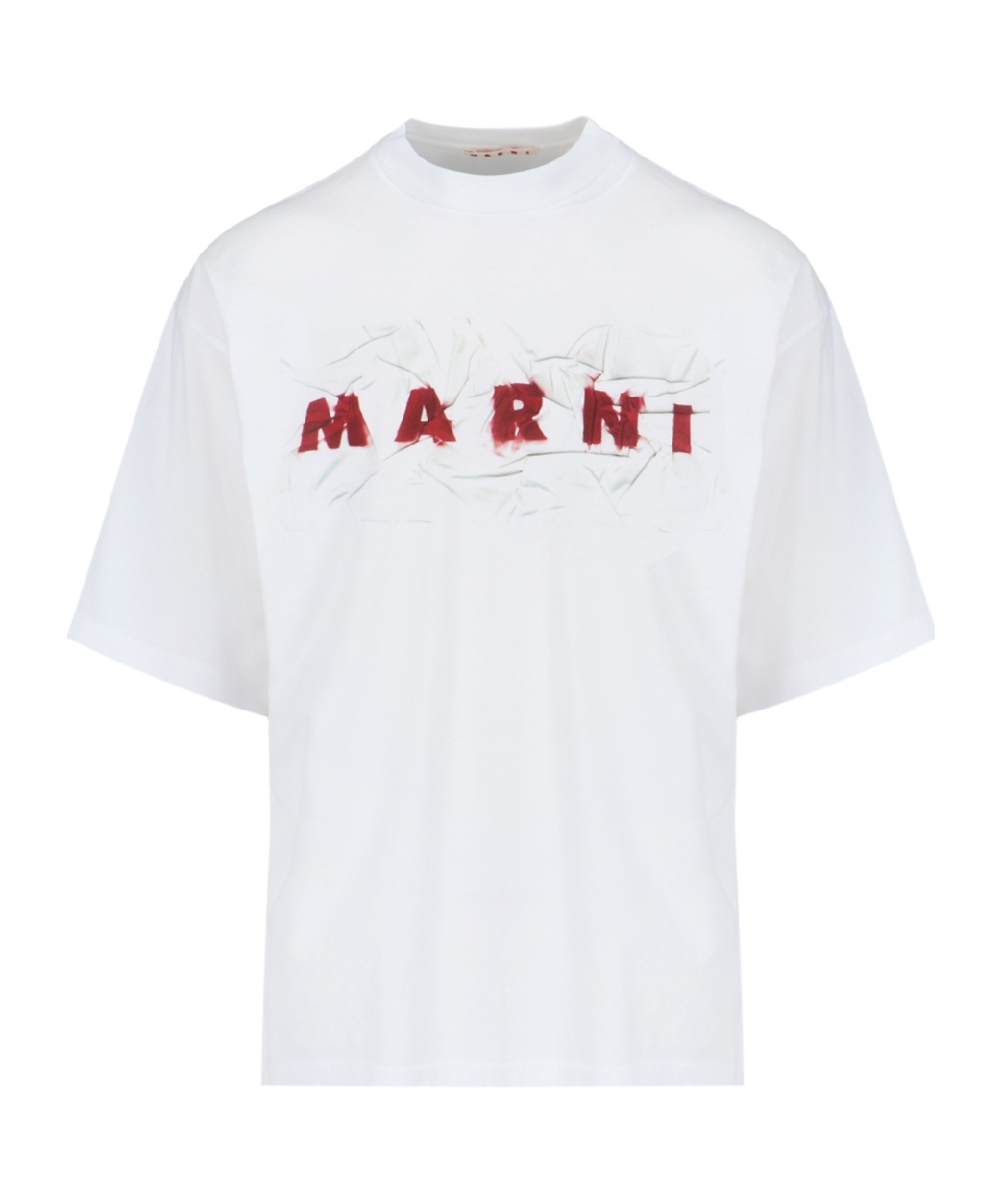 Shop Marni White Organic Cotton T-shirt With Wrinkled Logo