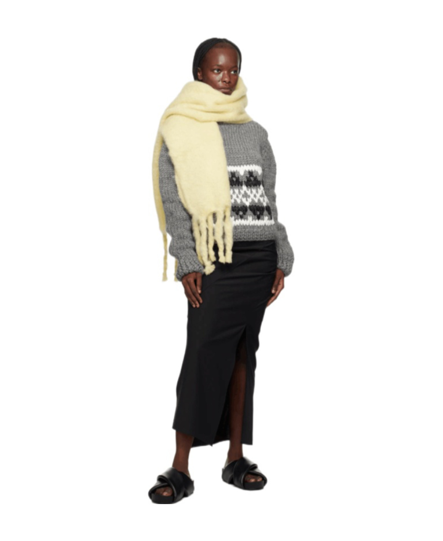 Jil Sander Gray Jacquard Turtleneck In Gray