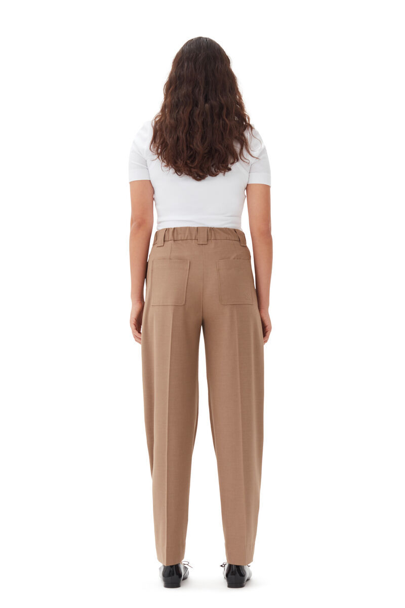 Ganni Adjustable-leg Tailored Trousers In Brown
