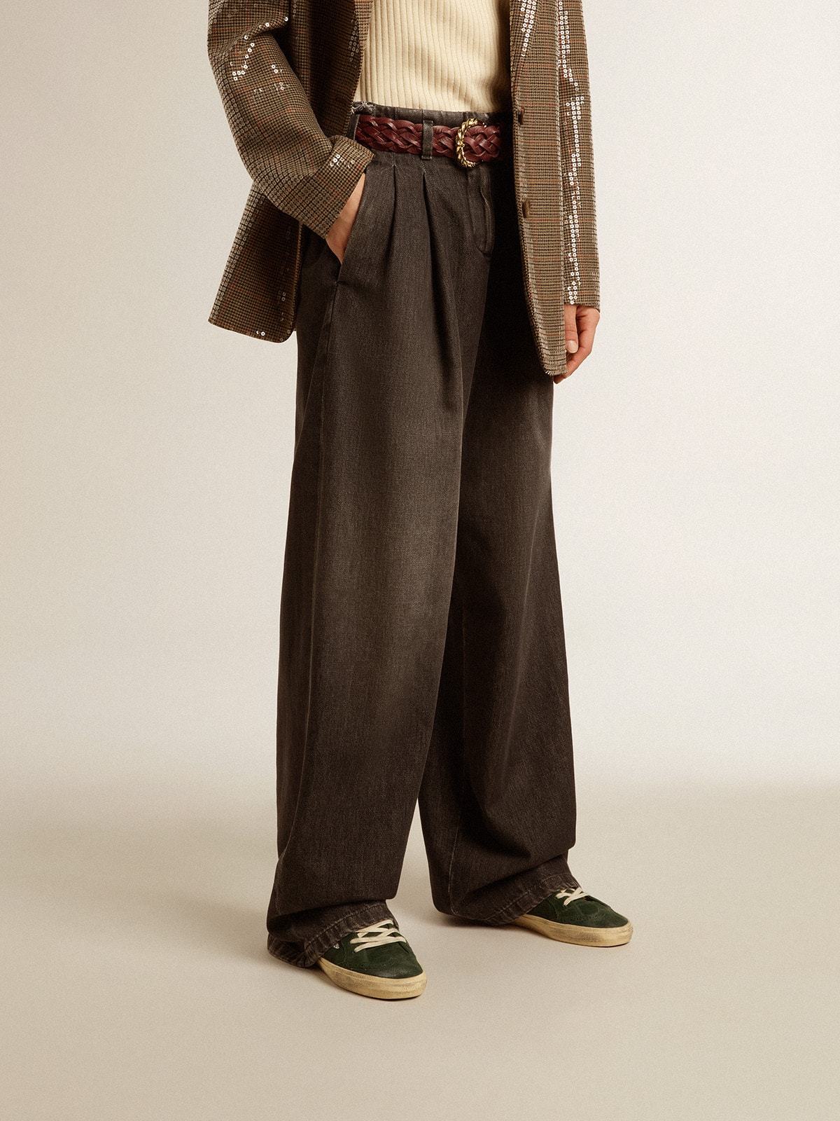Golden Goose Medium Washed Cotton Pants In Black