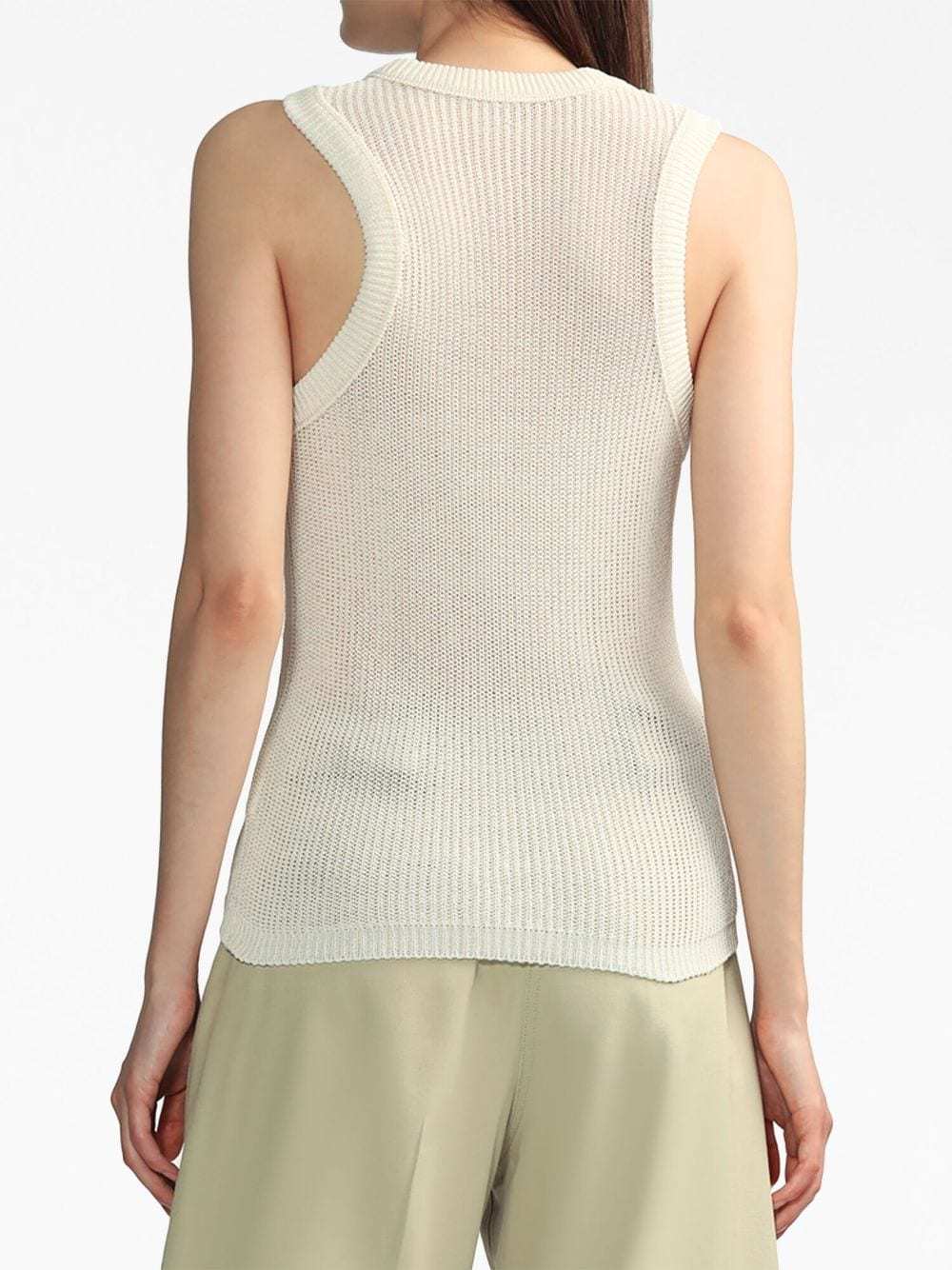 Low Classic Sleeveless Knitted Vest With Round Neck In White