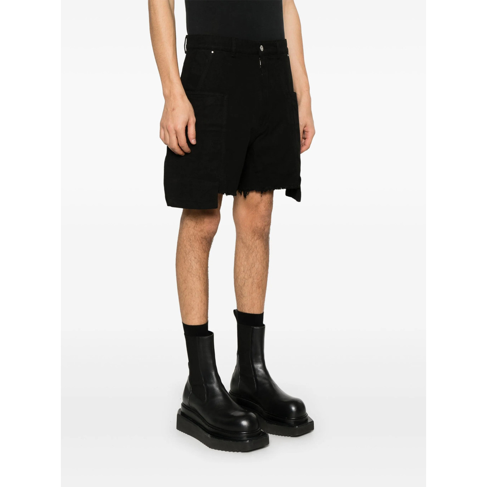 Rick Owens Drkshdw Cargo Pockets Shorts Frayed Hem In Black