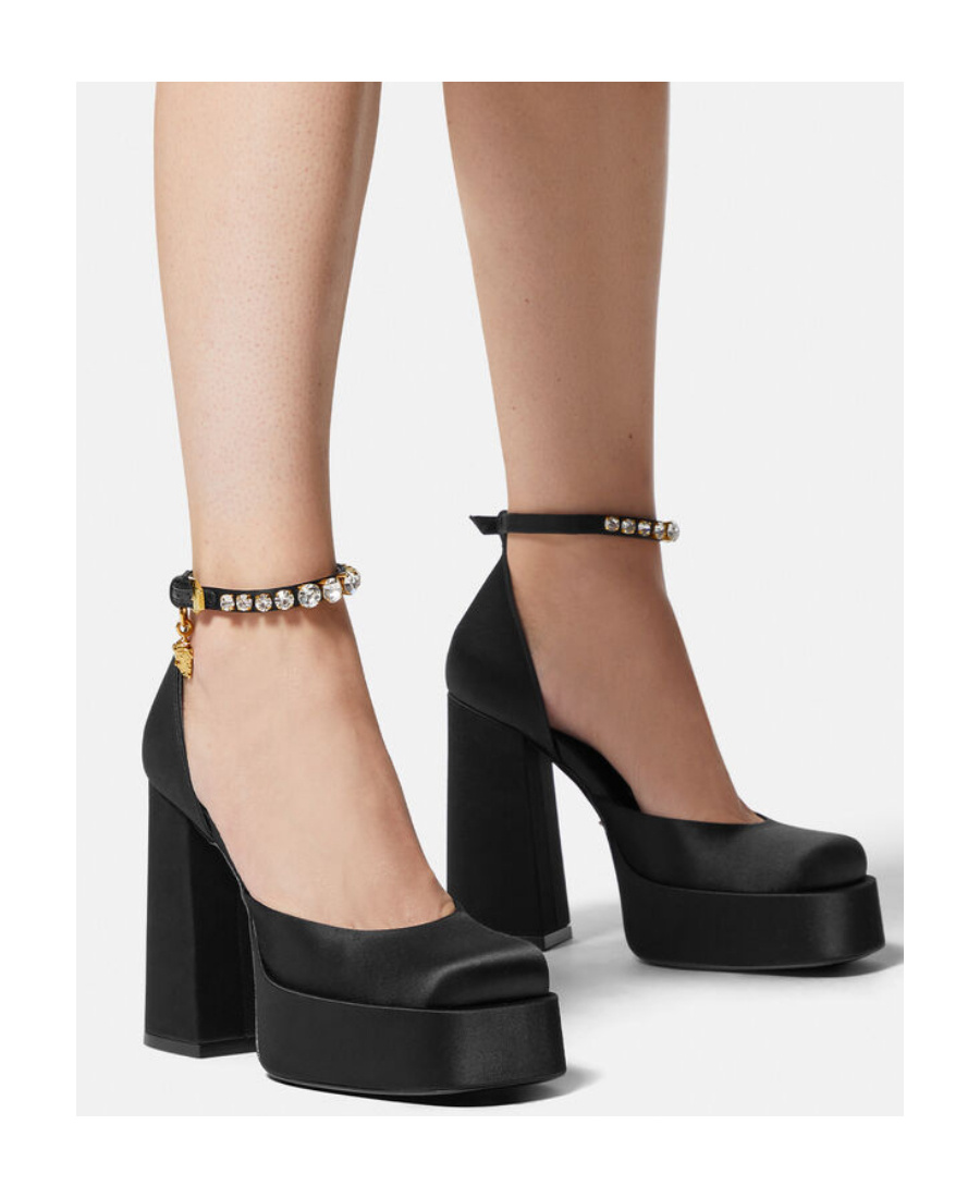 Versace Medusa Aevitas 120 Platform Pumps In Calf Leather In Black