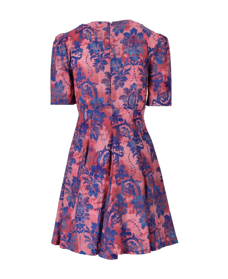 Versace Jeans Floral-print Flared Mini Dress In Pink
