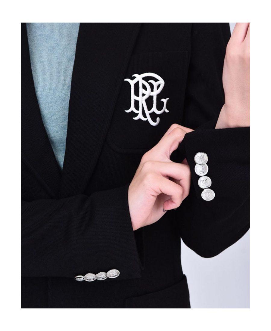 Polo Ralph Lauren Embroidered Logo Single-breasted Blazer In Black