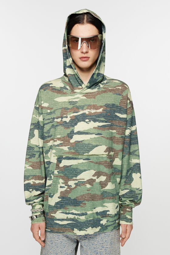 Acne Studios Abstract-print Hoodie In Green