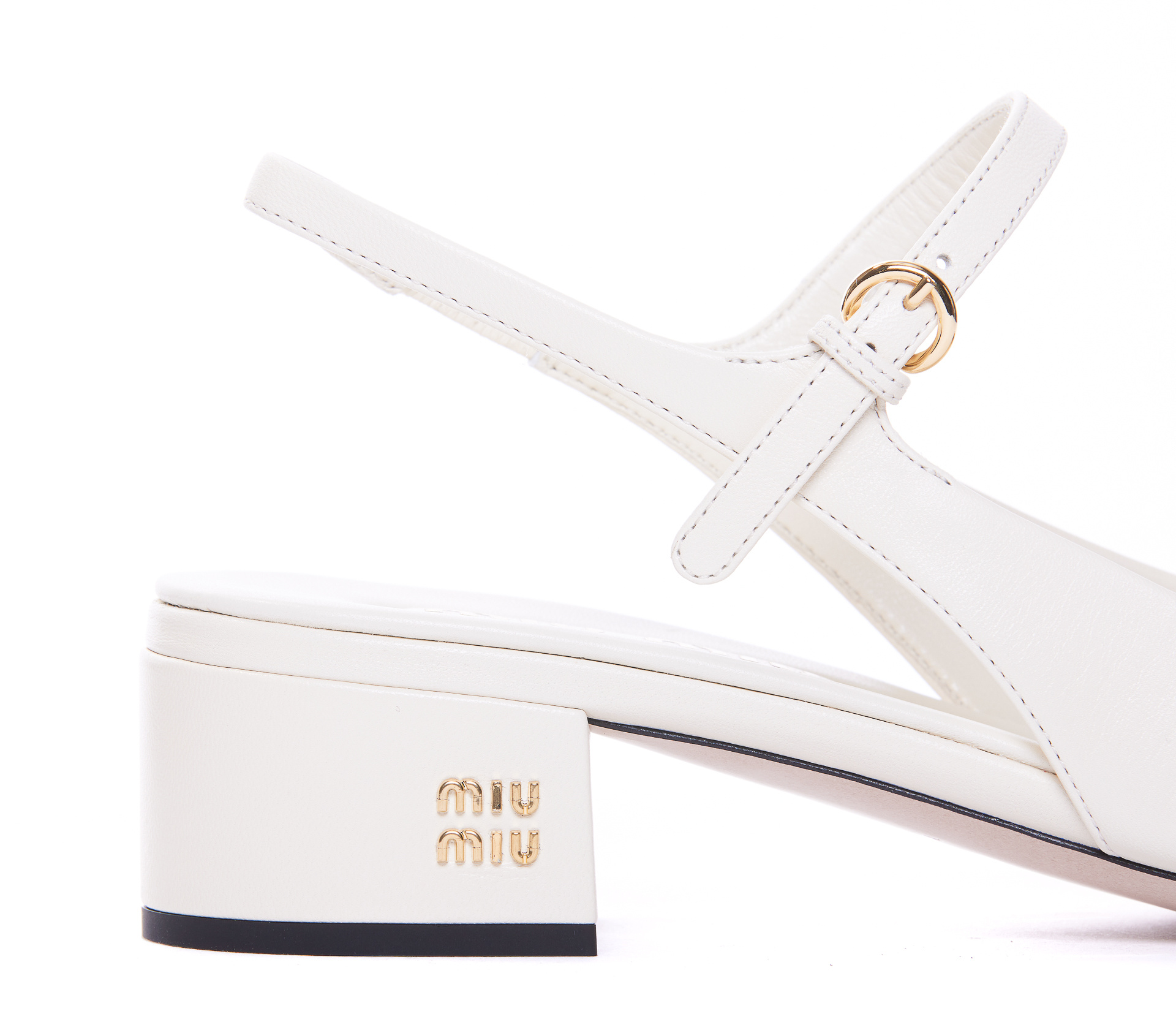 Miu Miu White And Black Goat Leather Pumps In White