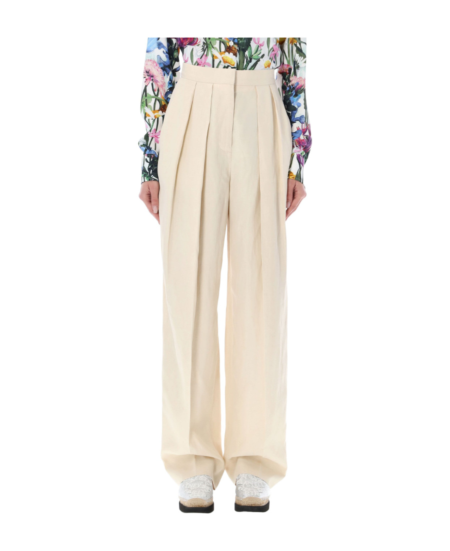 Stella Mccartney High-waisted Pleated Trousers In Nude