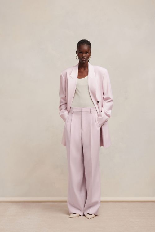 Shop Ami Alexandre Mattiussi Ami Paris Double Breasted Tailored Blazer In Pink