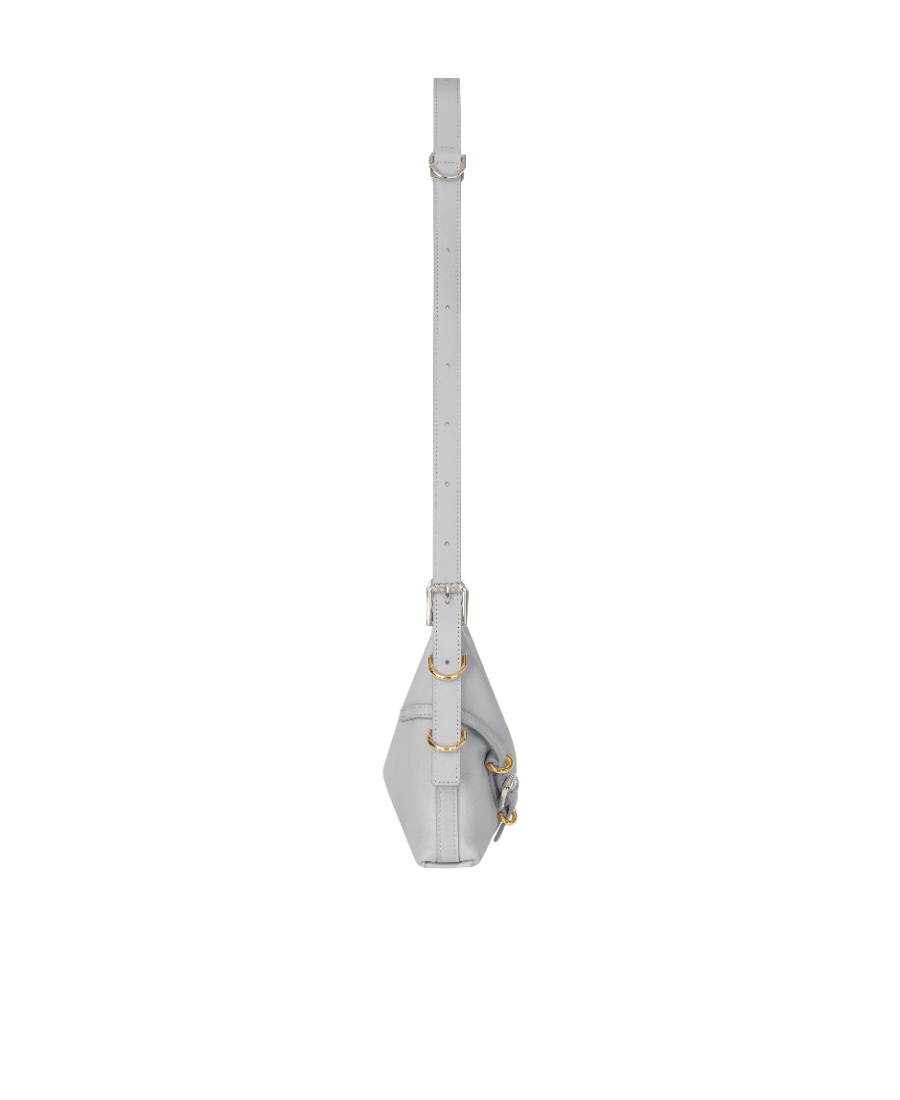 Givenchy Mini Voyou Grey Shoulder Bag With Buckles Embellishment In Leather Woman In Gray