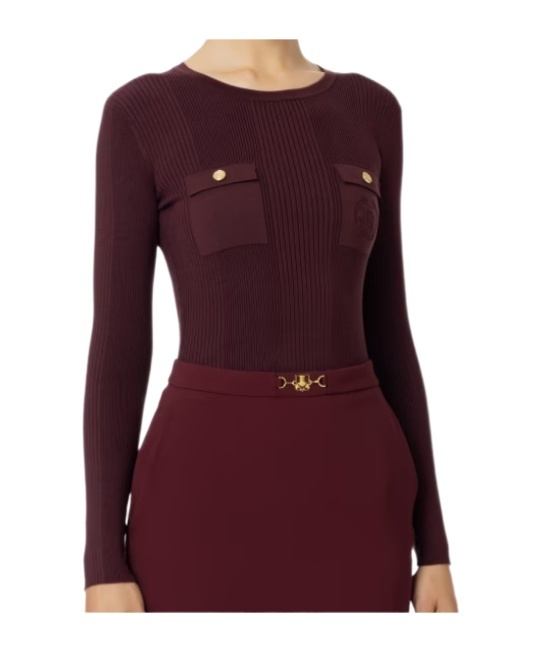 Elisabetta Franchi Round Neck Sweater In Black