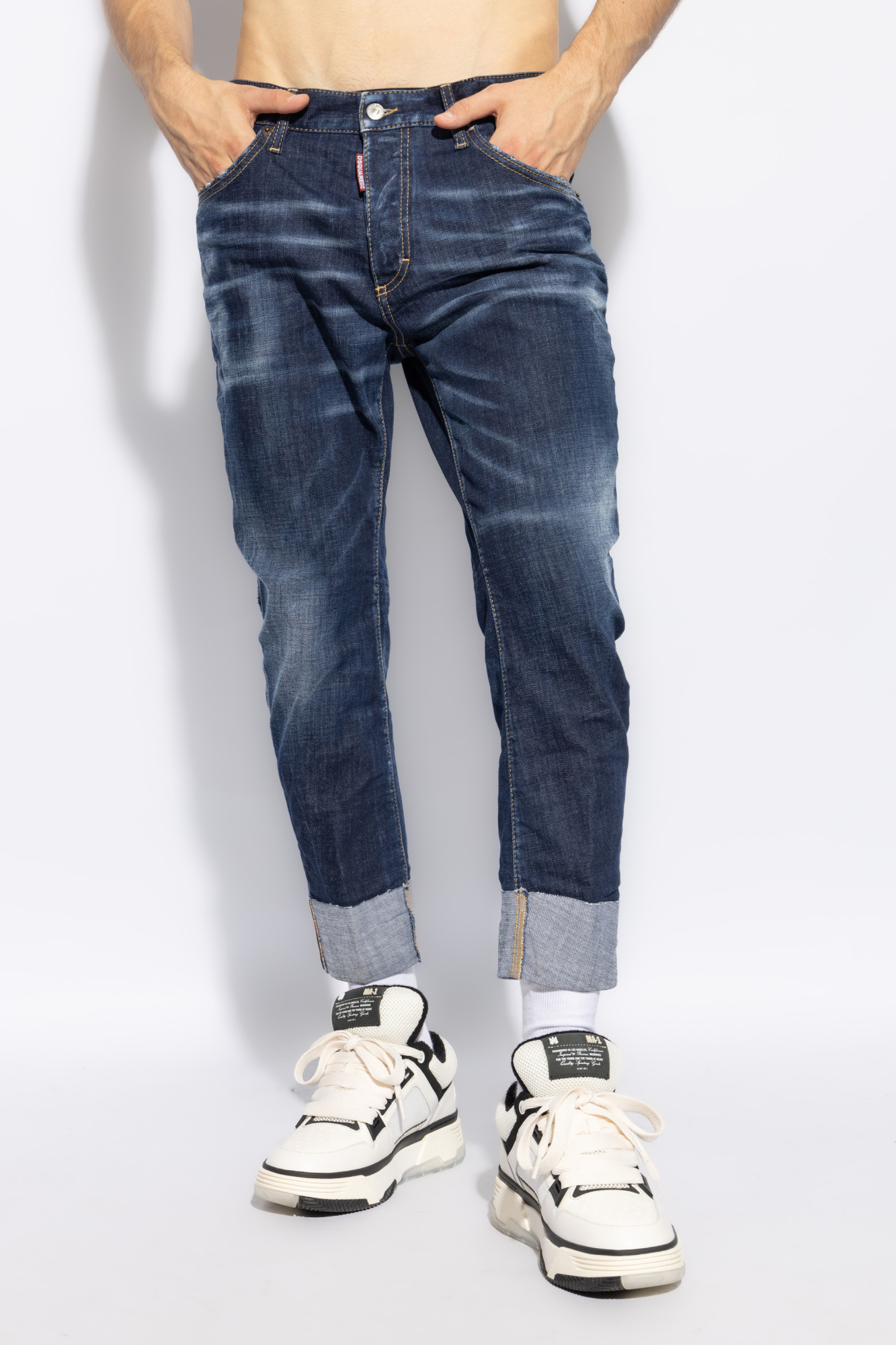 Dsquared2 Men's Dsquared Logo-patch Cotton Jeans In Blue