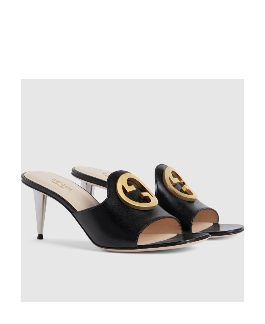 Gucci Blondie Open-toe Mules In Black