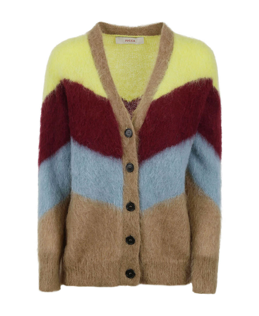 Jucca Inlaid Cardigan Sweater In Brown