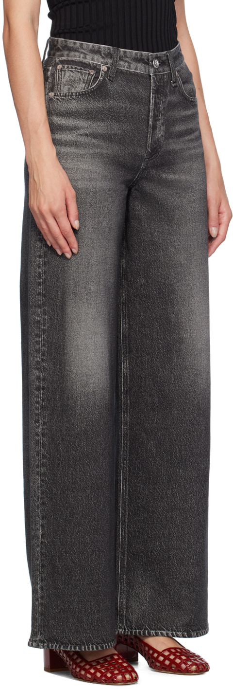 Rag & Bone Gray Miramar Terry Wide-leg Track Pants In Black