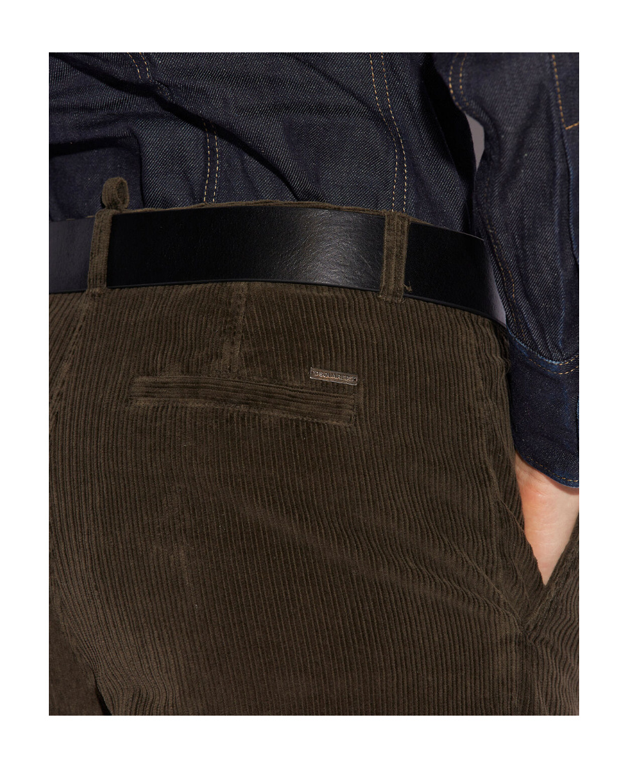 Dsquared2 Wide Leg Corduroy High Waist Trousers In Black
