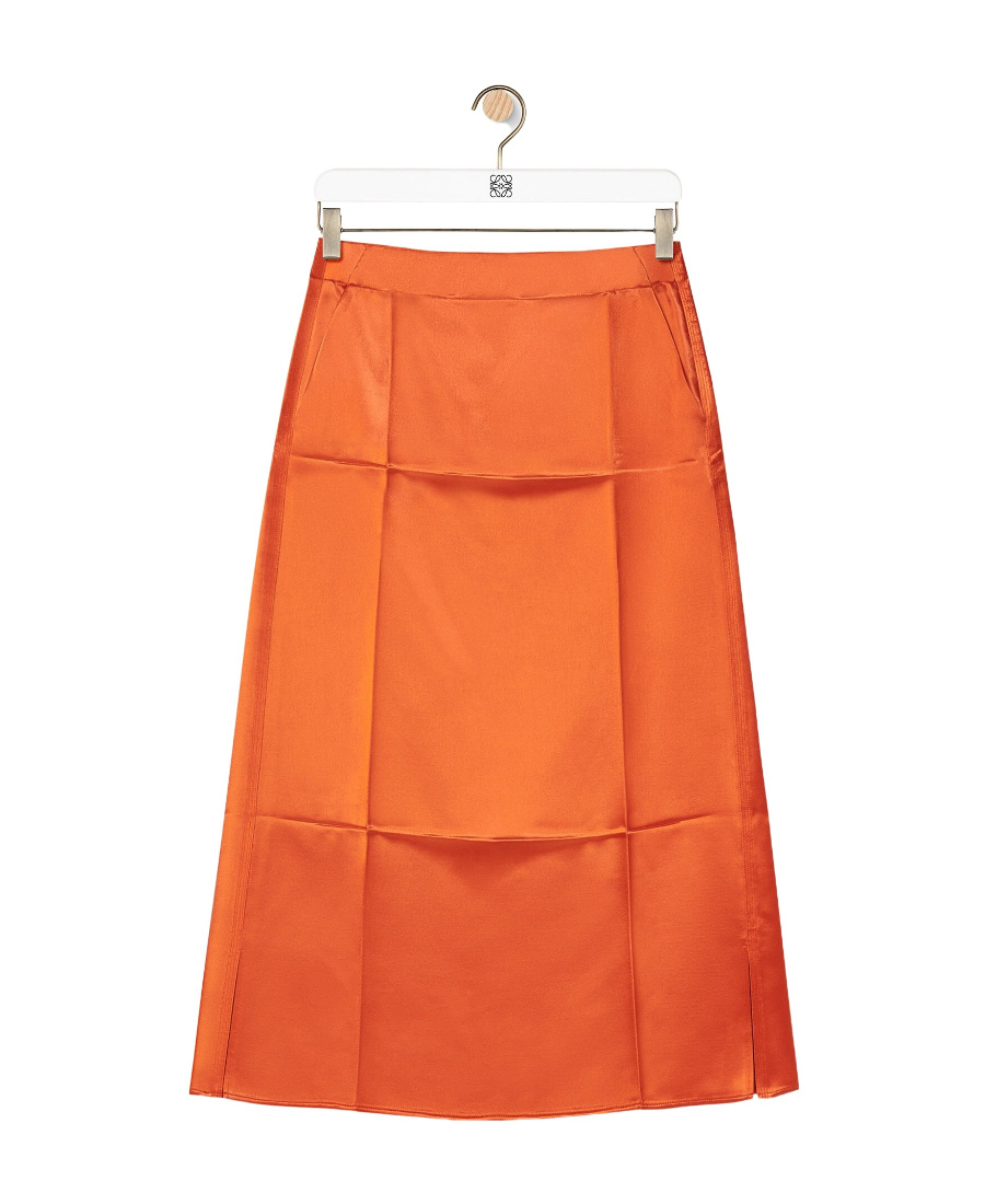 Loewe Satin Medium-length Skirt In Orange
