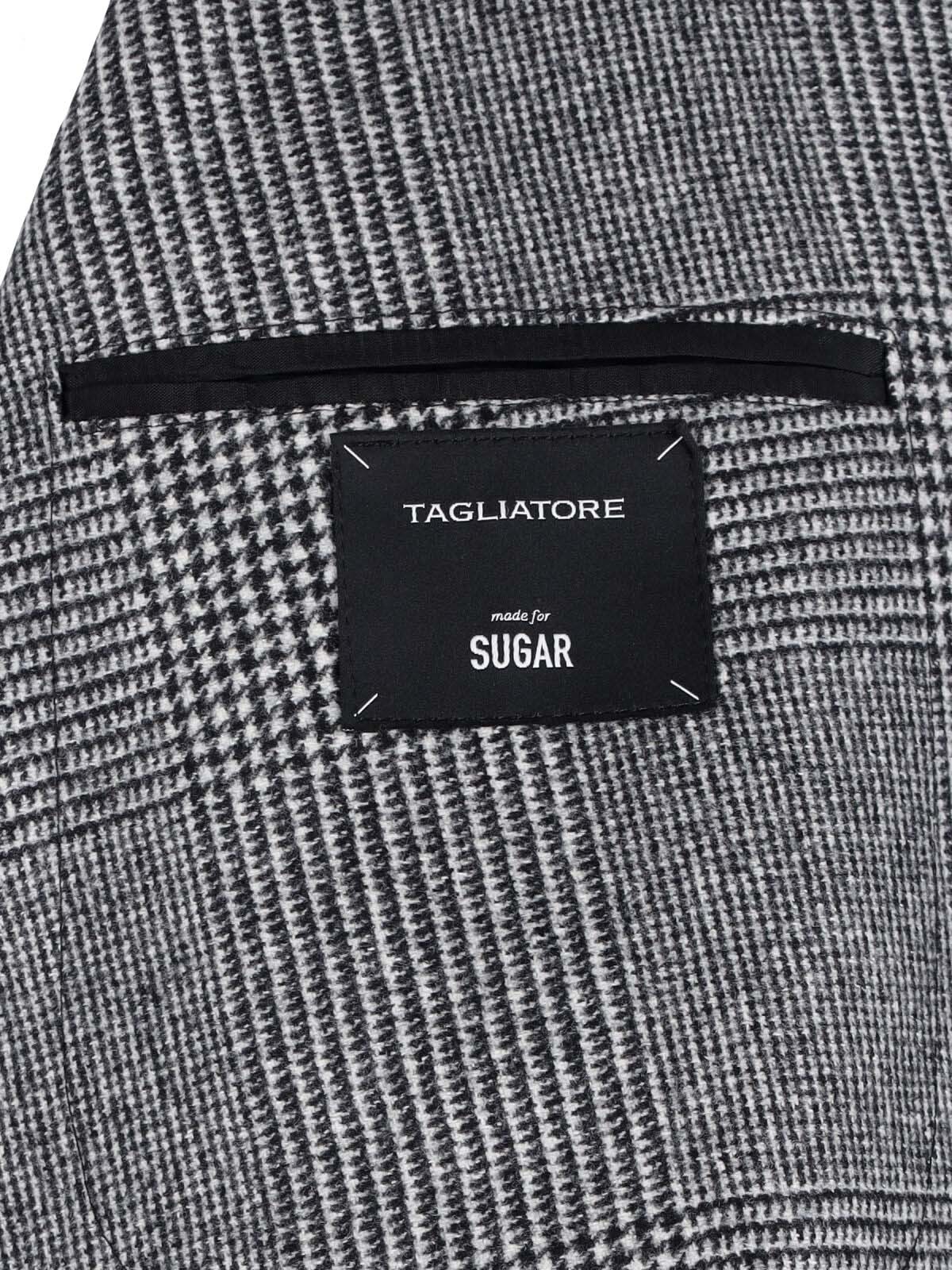 Tagliatore Double-breasted Houndstooth Suit With Signature Silver Details In Gray