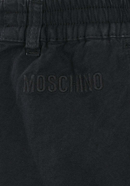 Moschino Logo-embroidered Straight-leg Trousers In Black