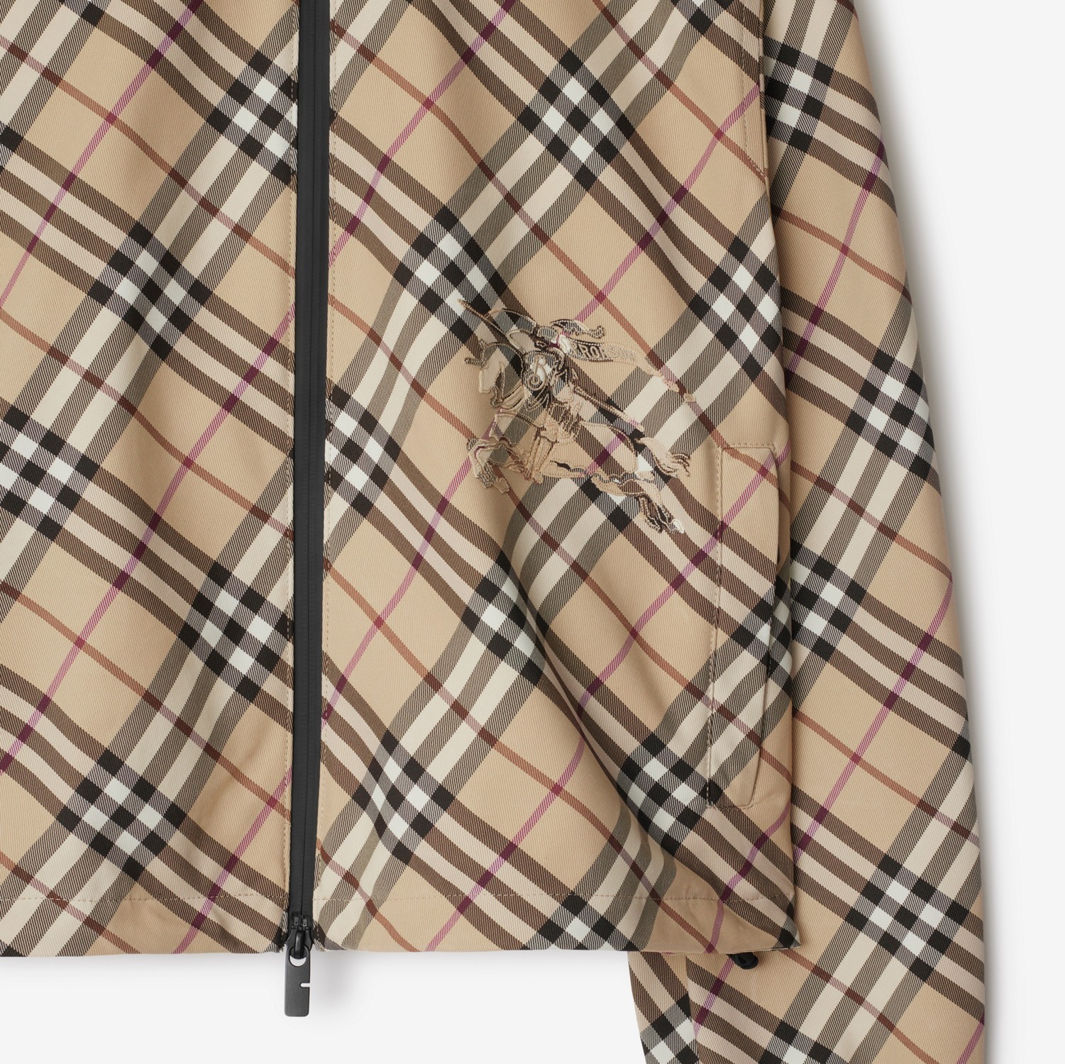 Burberry Cropped Hooded Jacket With Classic Plaid Pattern In Nude