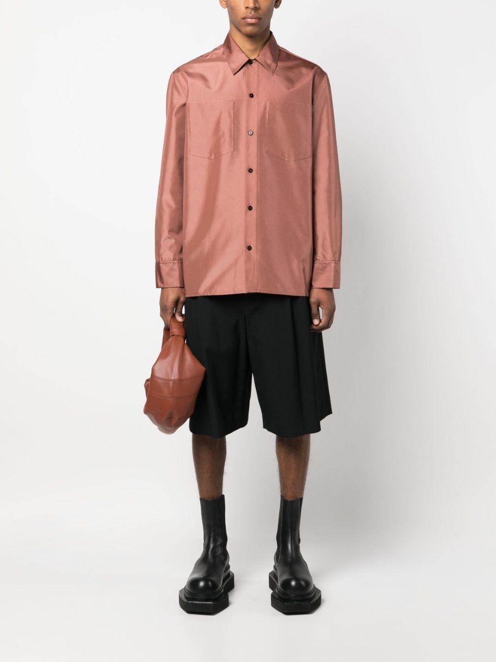 Jil Sander Long-sleeve Satin Shirt In Red