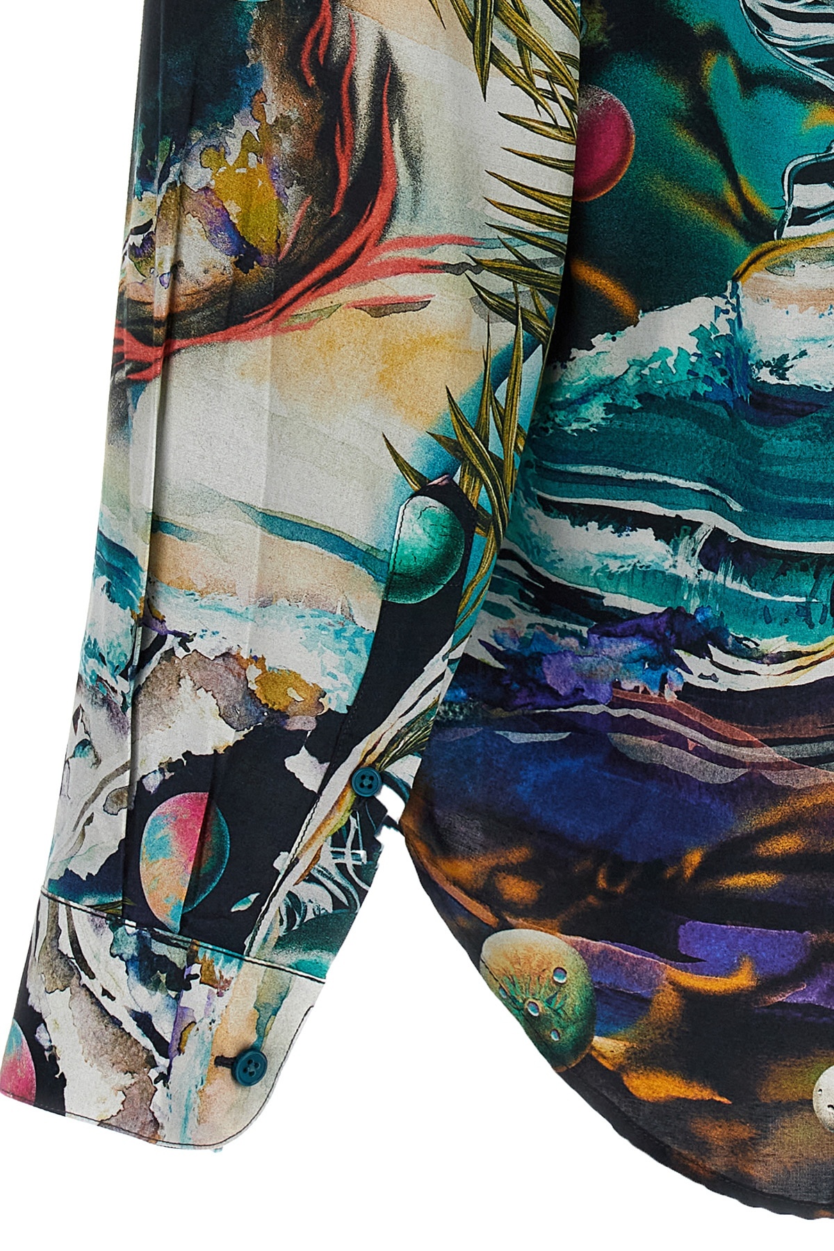 Martine Rose Green Turquoise Space Classic Graphic-print Regular-fit Woven Shirt In Blue