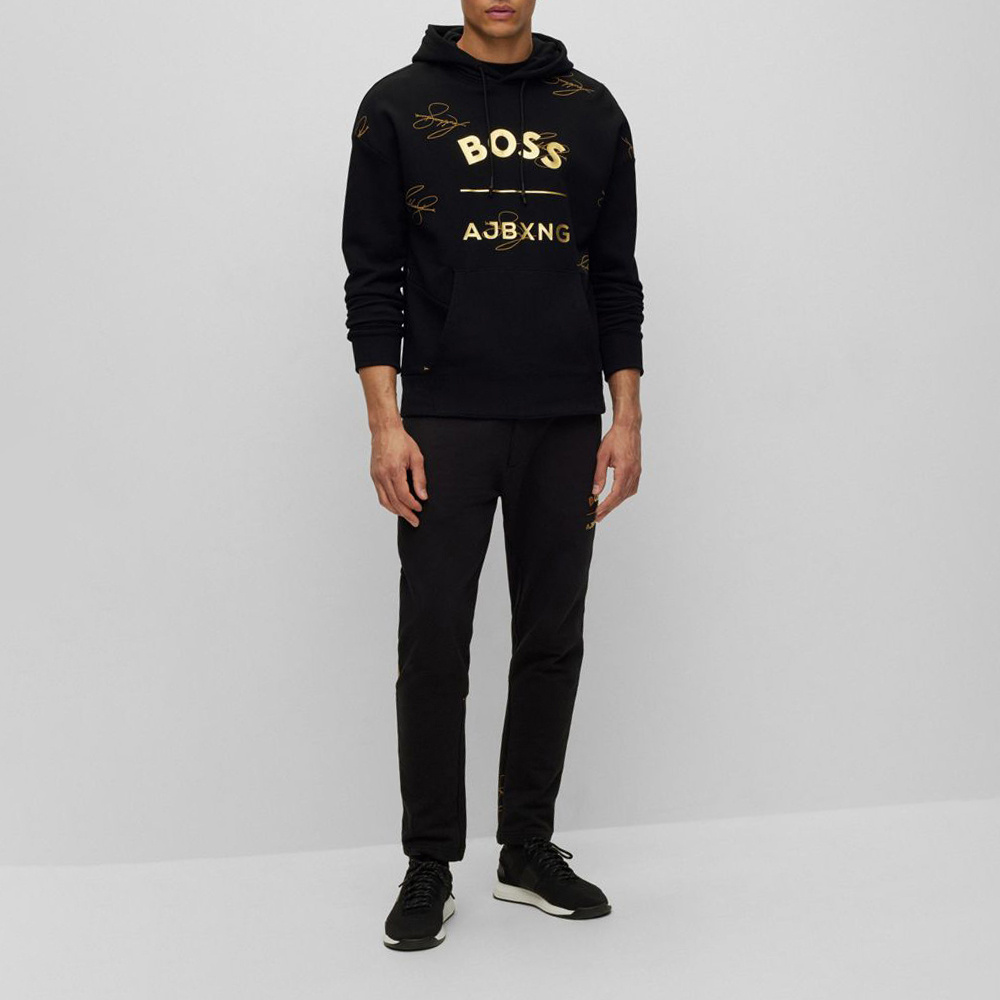 Hugo Boss X Ajbxng Logo-print Hoodie In Black