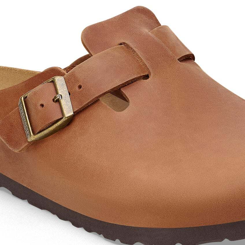 Birkenstock Boston Oiled Leather Mules In Brown