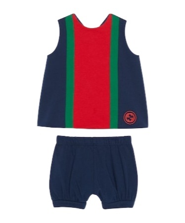 Gucci Web-stripe Vest And Shorts Set In Blue