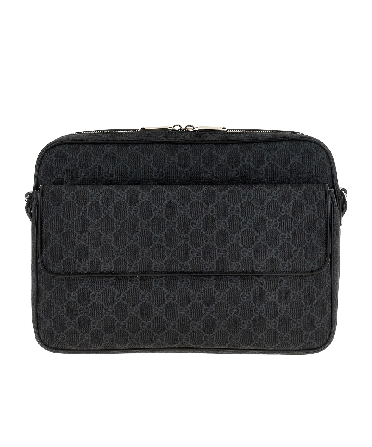 Gucci Monogrammed Zipped Crossbody Bag In Black