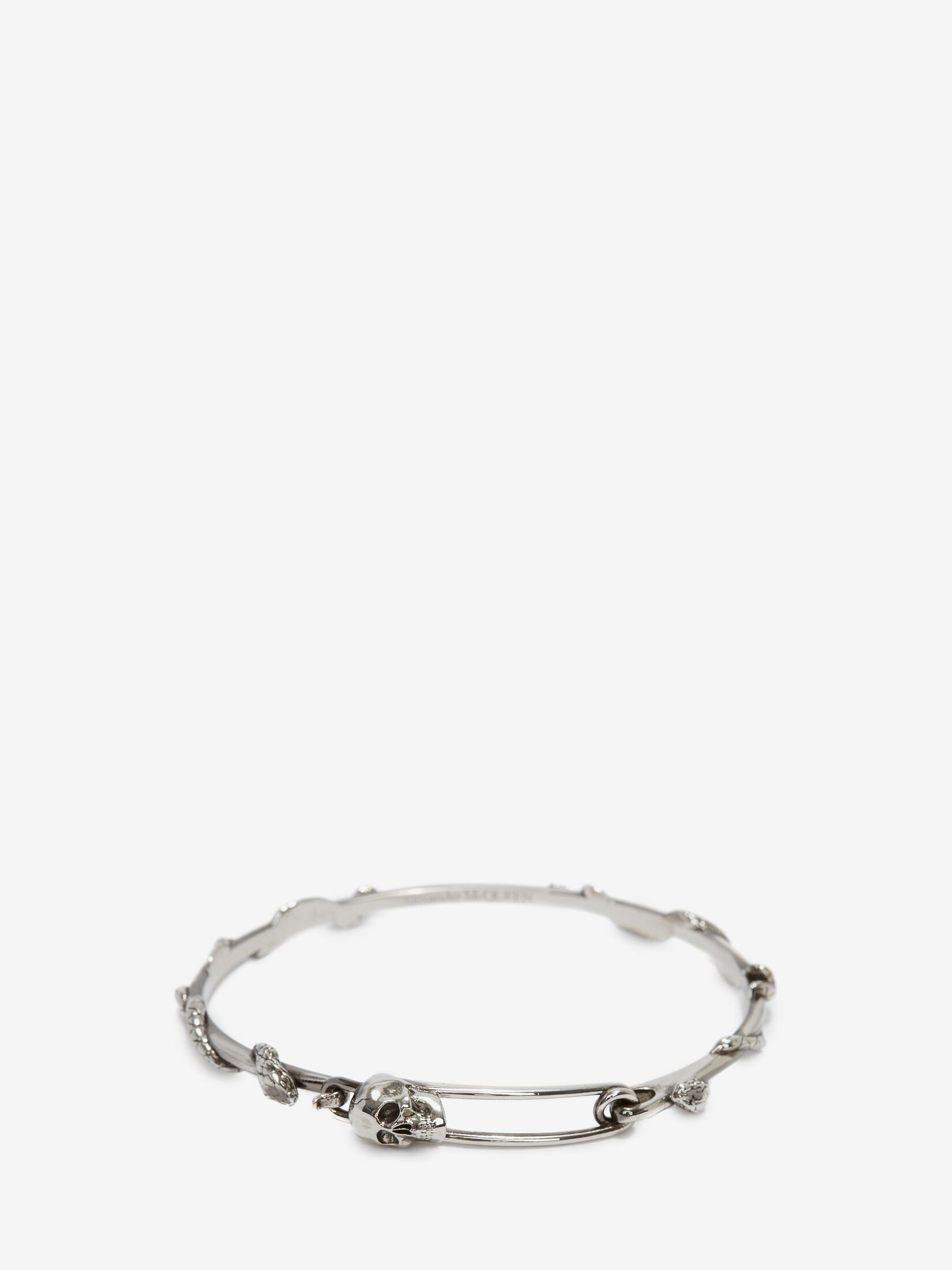 Alexander Mcqueen Skull Safety Pin Bracelet In Gray