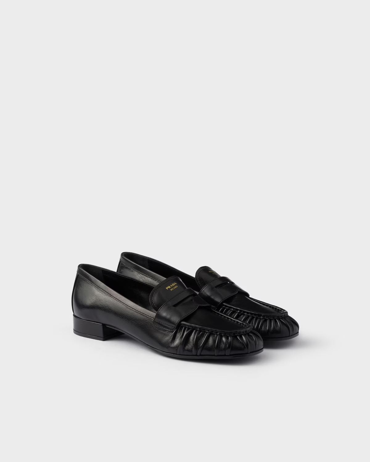 Prada Round-toe Loafers In Black