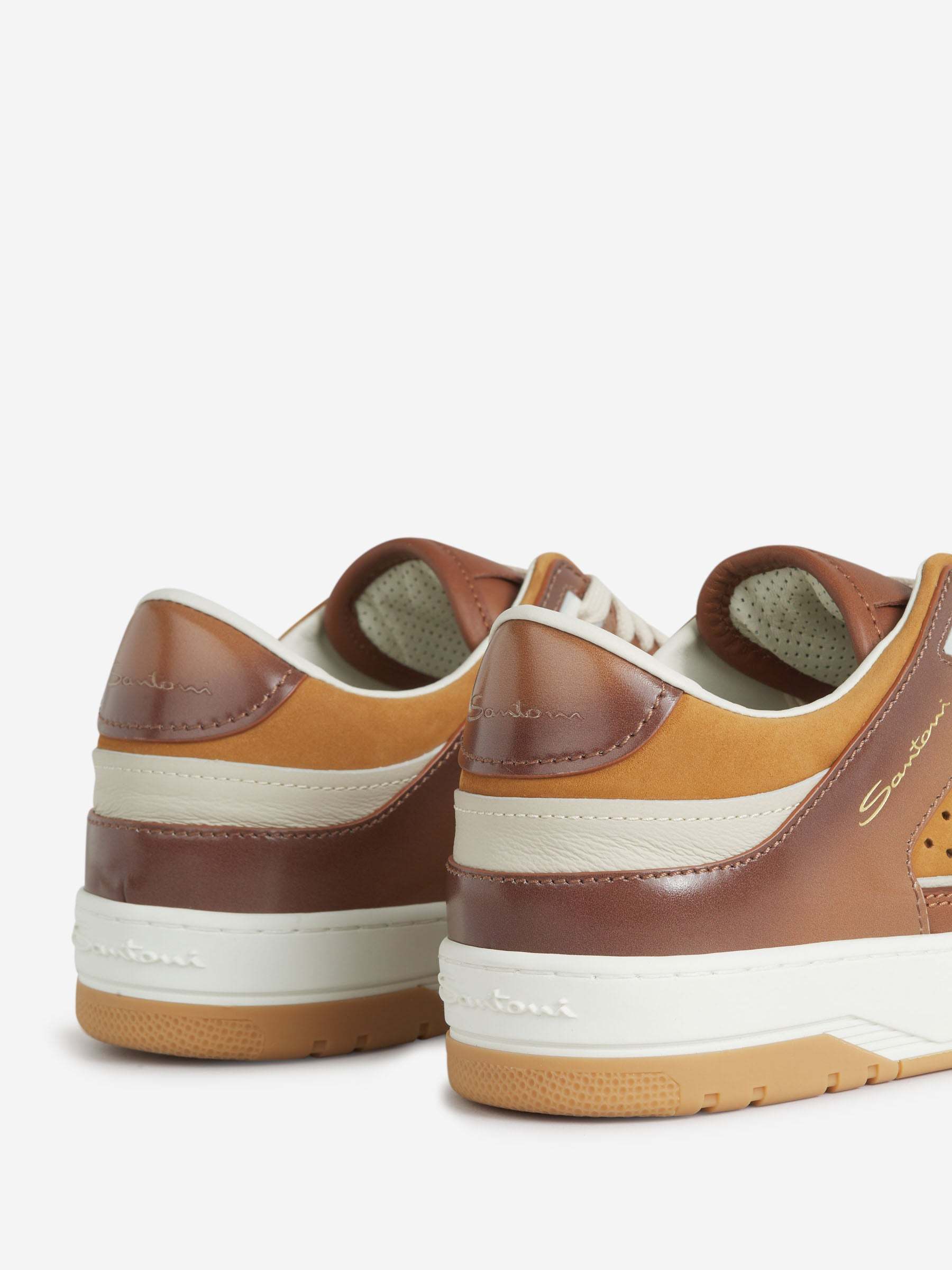 Santoni Laced Sneakers In Brown