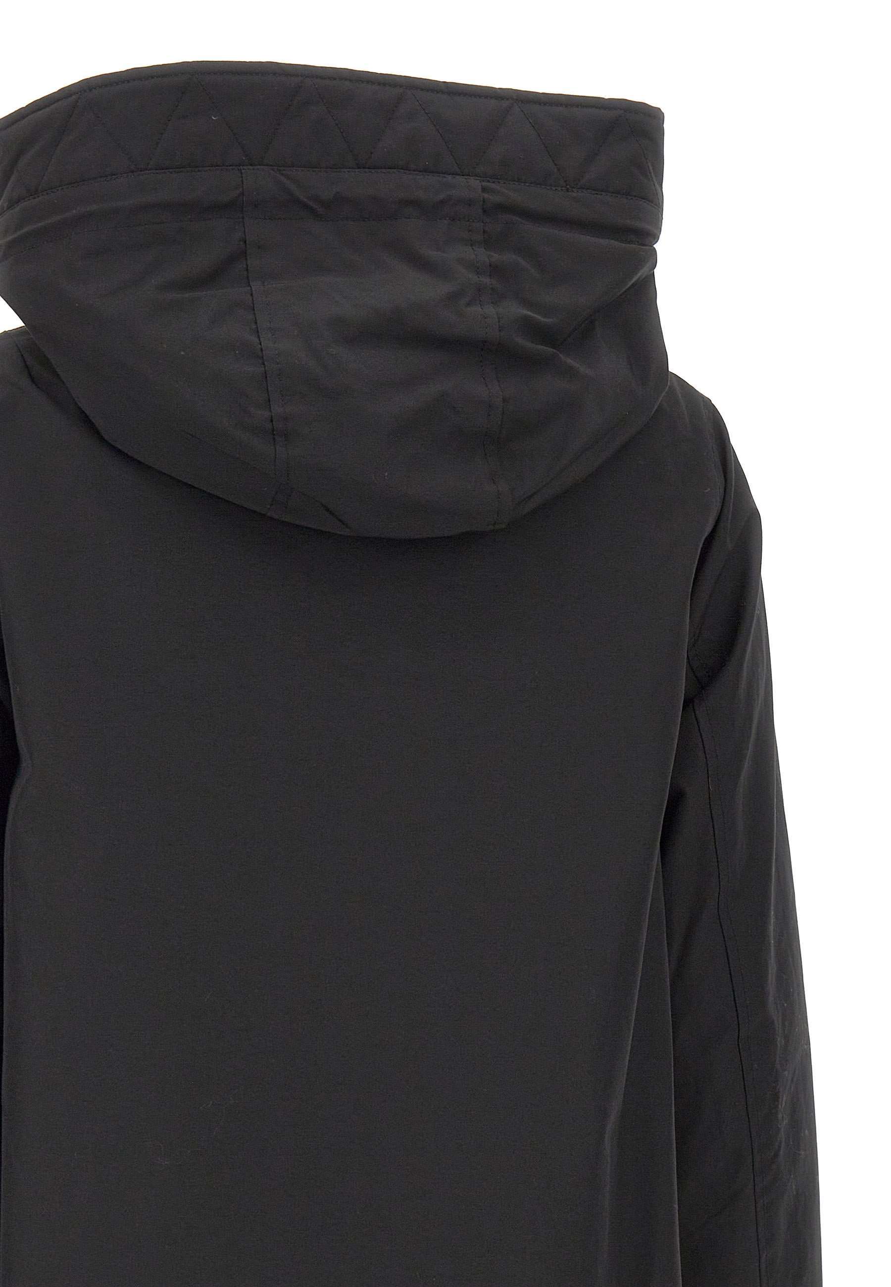 Woolrich Quilted Hooded Jacket In Black