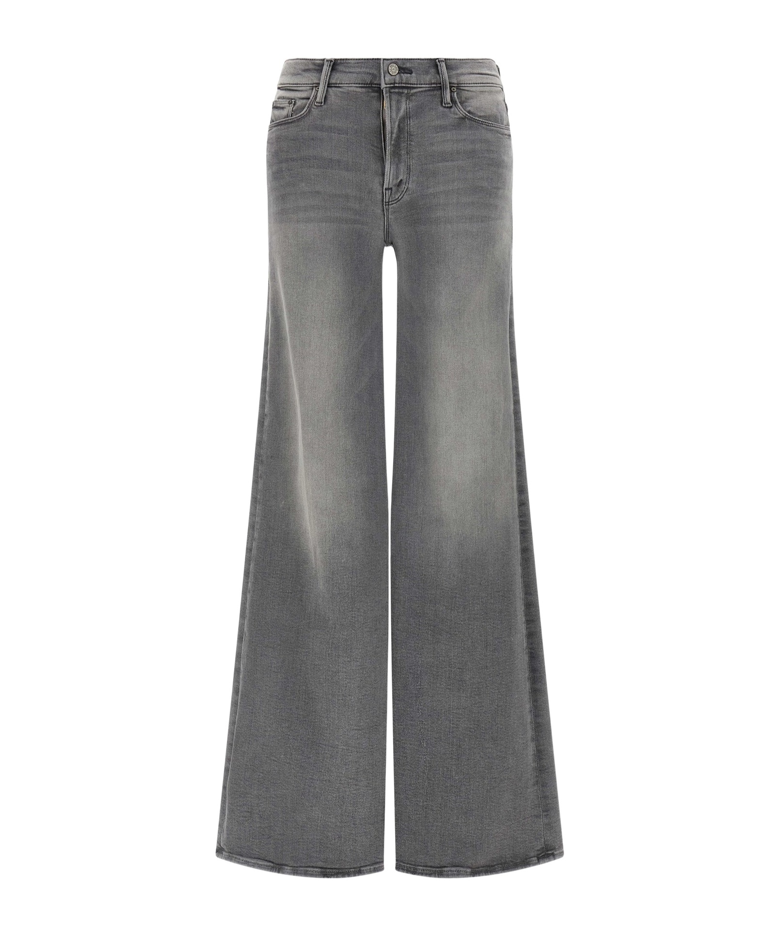 Mother Wide-leg Jeans Five-pocket Design In Gray