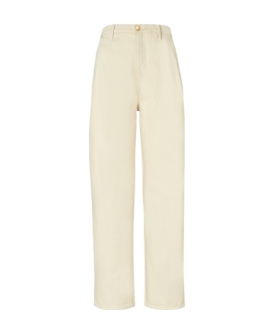 Tory Burch Pleated Button Denim Trousers In Neutral