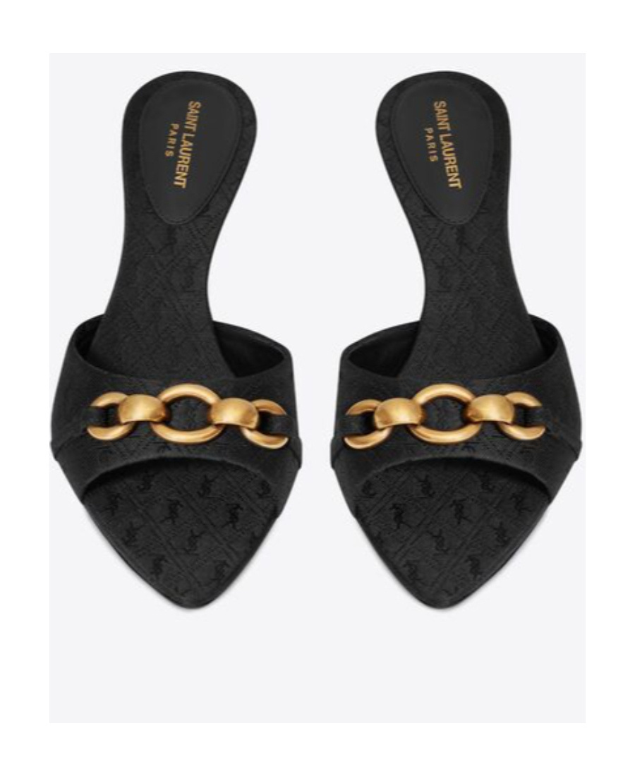 Saint Laurent Le Maillon 60 Leather Mules In Black