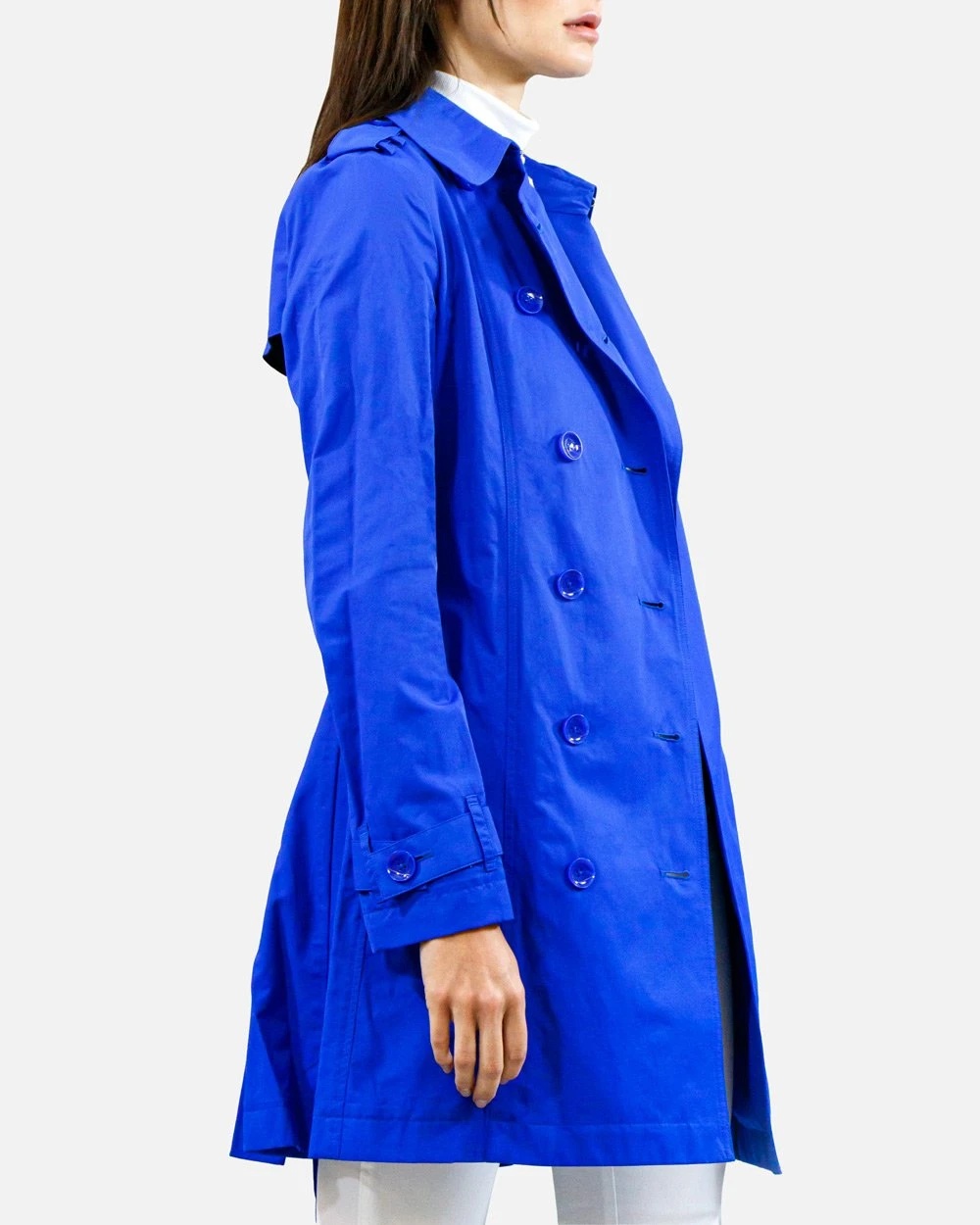 Armani Jeans Double-breasted Medium-length Trench Coat In Blue