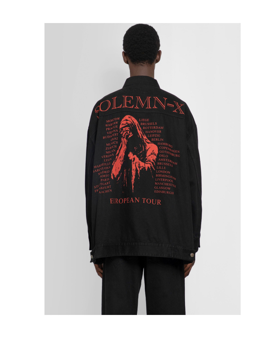 Raf Simons Lapel Denim Coat In Black
