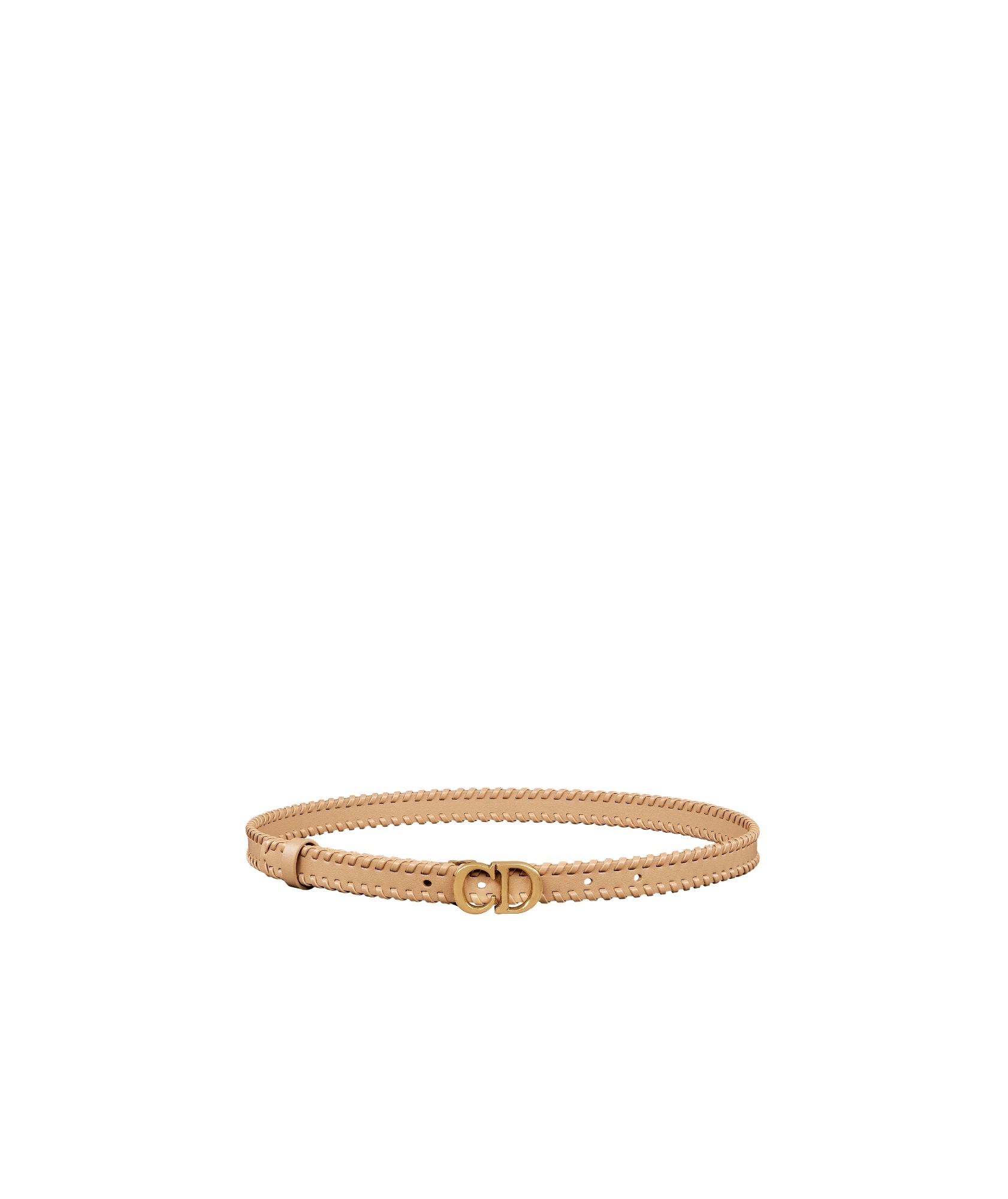 Dior Women Saddle Leather Belt In Nude