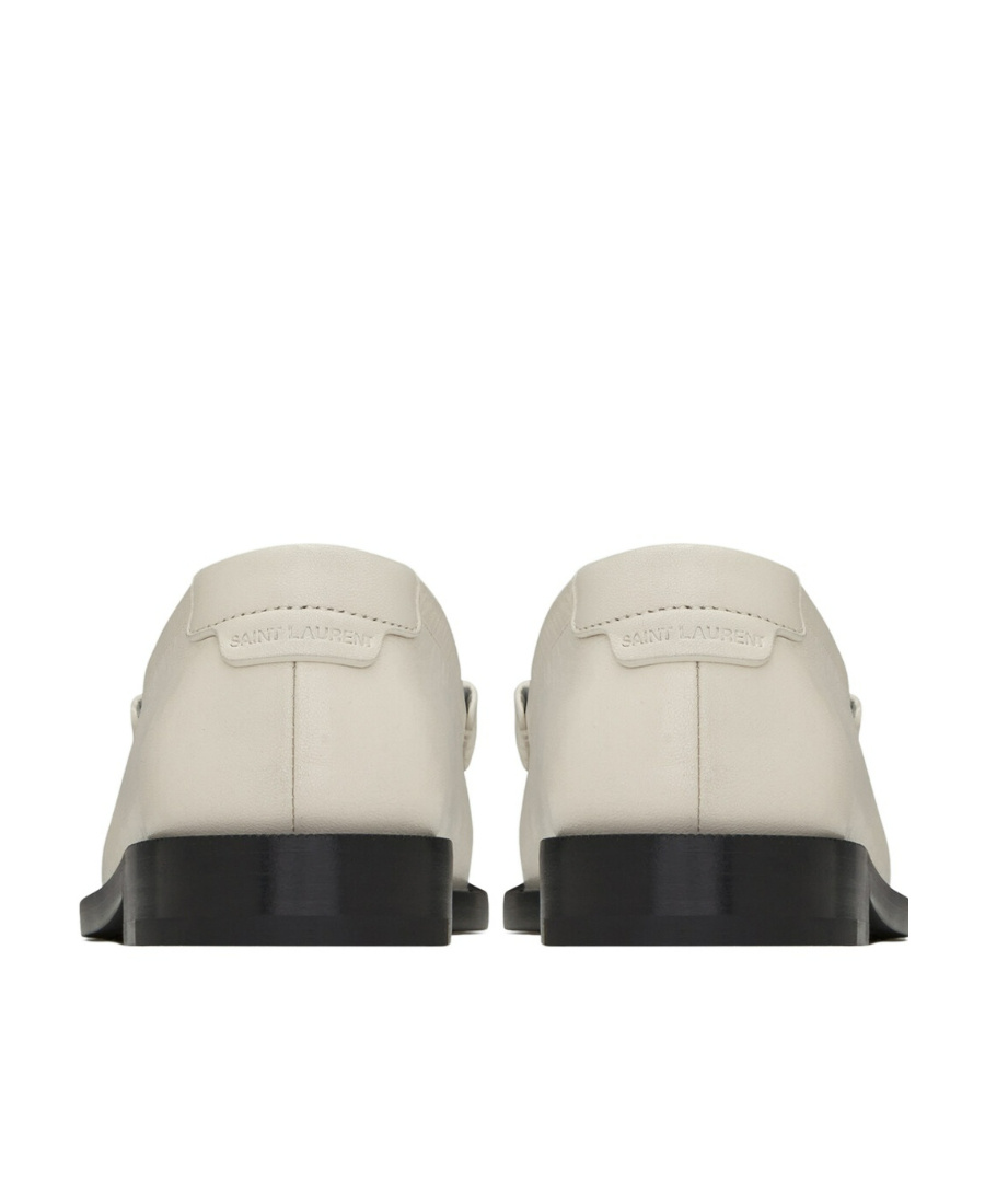 Saint Laurent Monogram Plaque Loafers In White