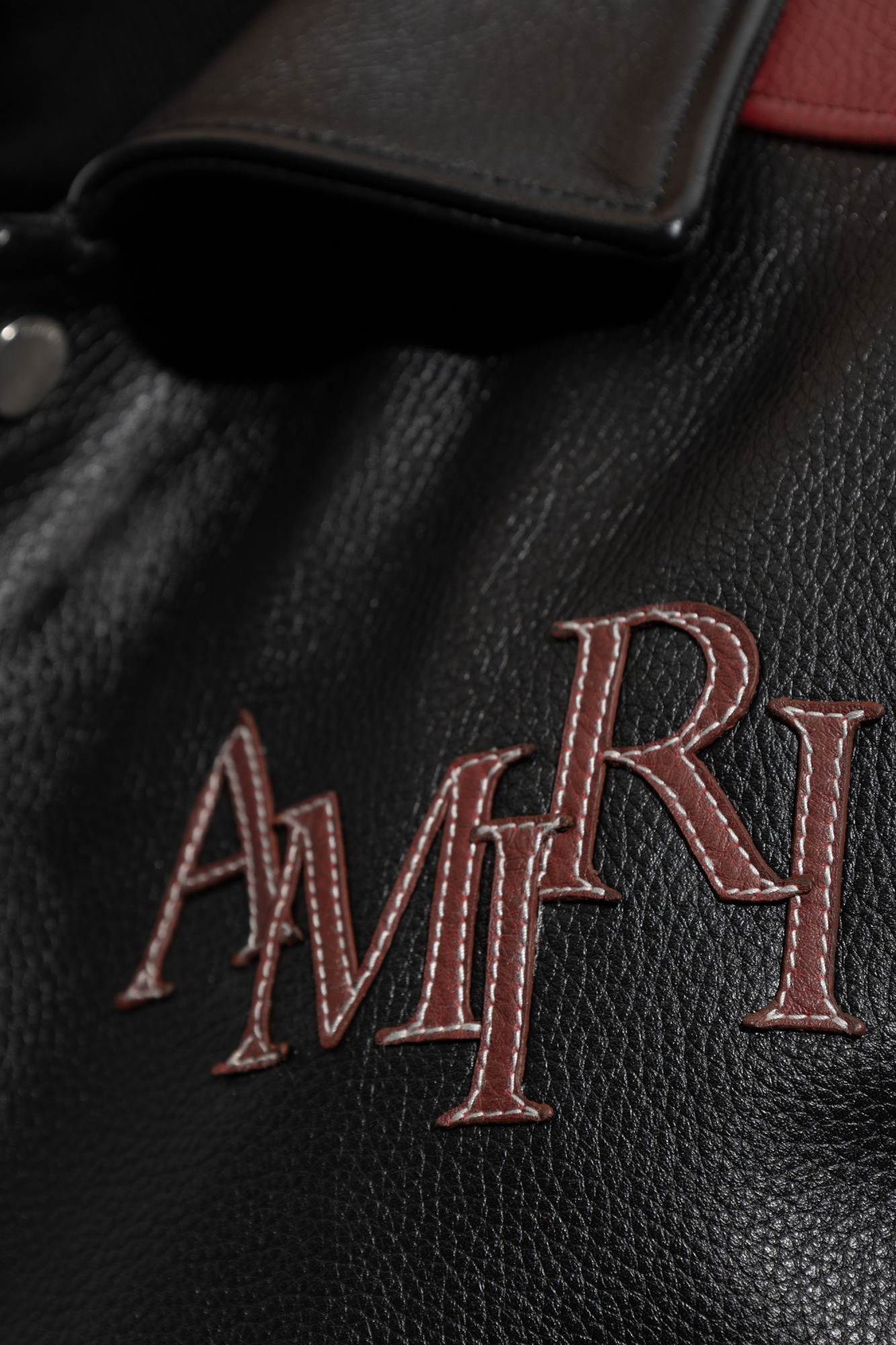 Shop Amiri Logo-patch Leather Jacket In Black