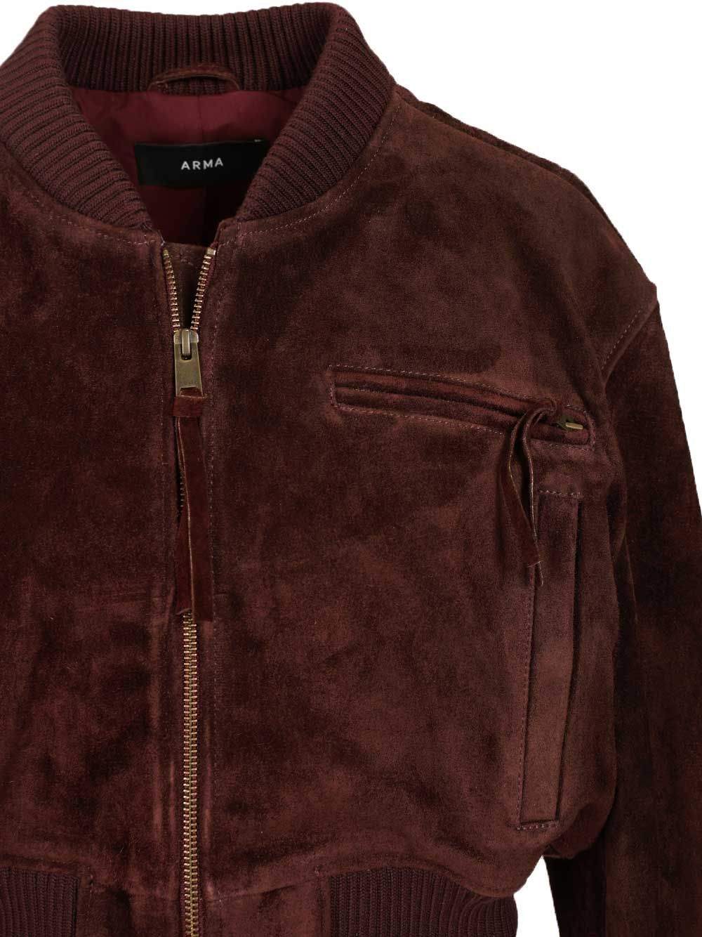 Arma Zip-fastening Suede Jacket In Brown