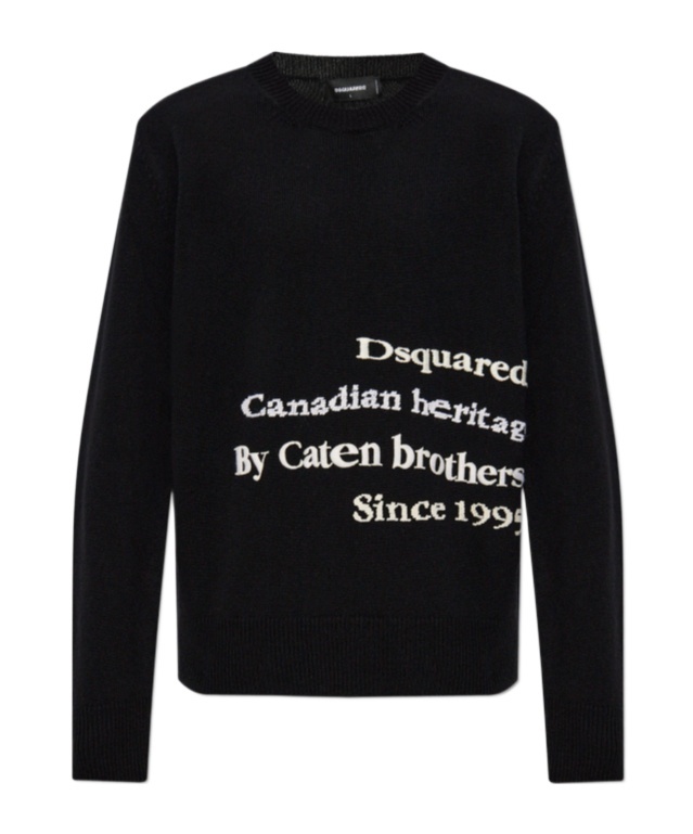 Dsquared2 Text-embroidered Sweater In Black