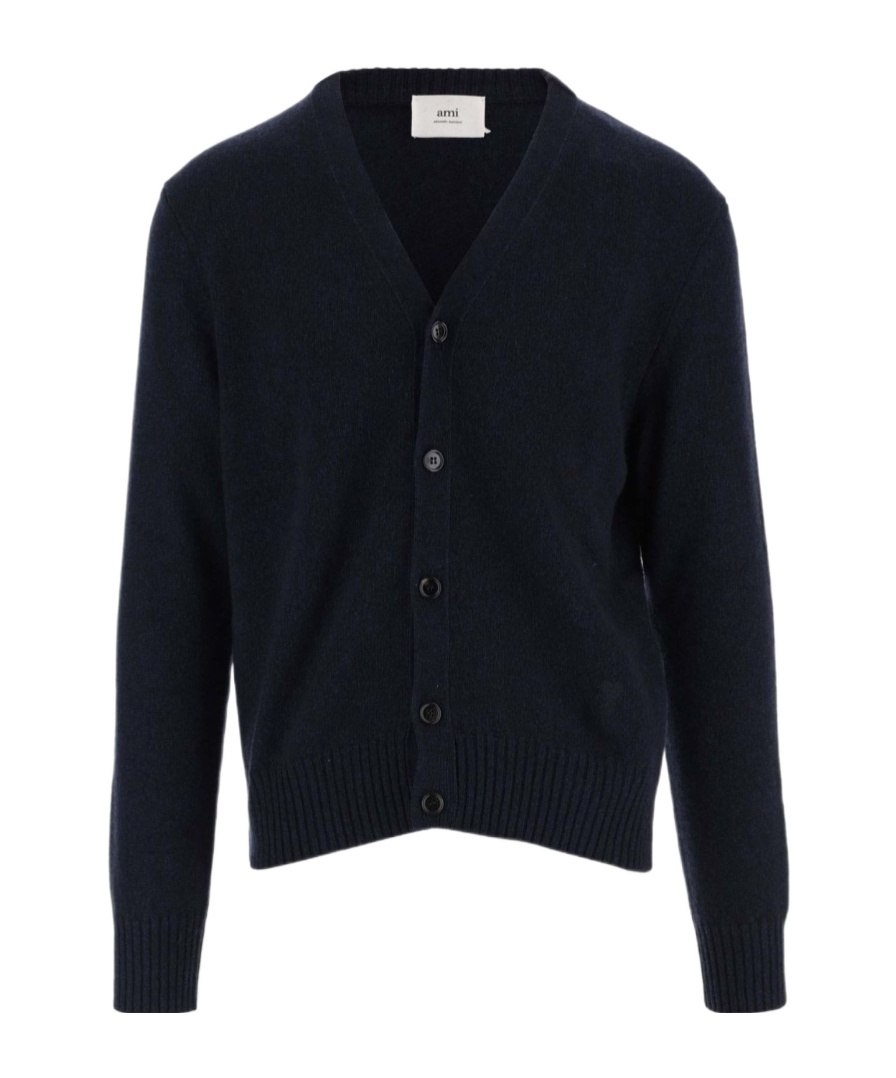 Ami Alexandre Mattiussi Ami Paris V-neck Buttoned Cardigan In Black