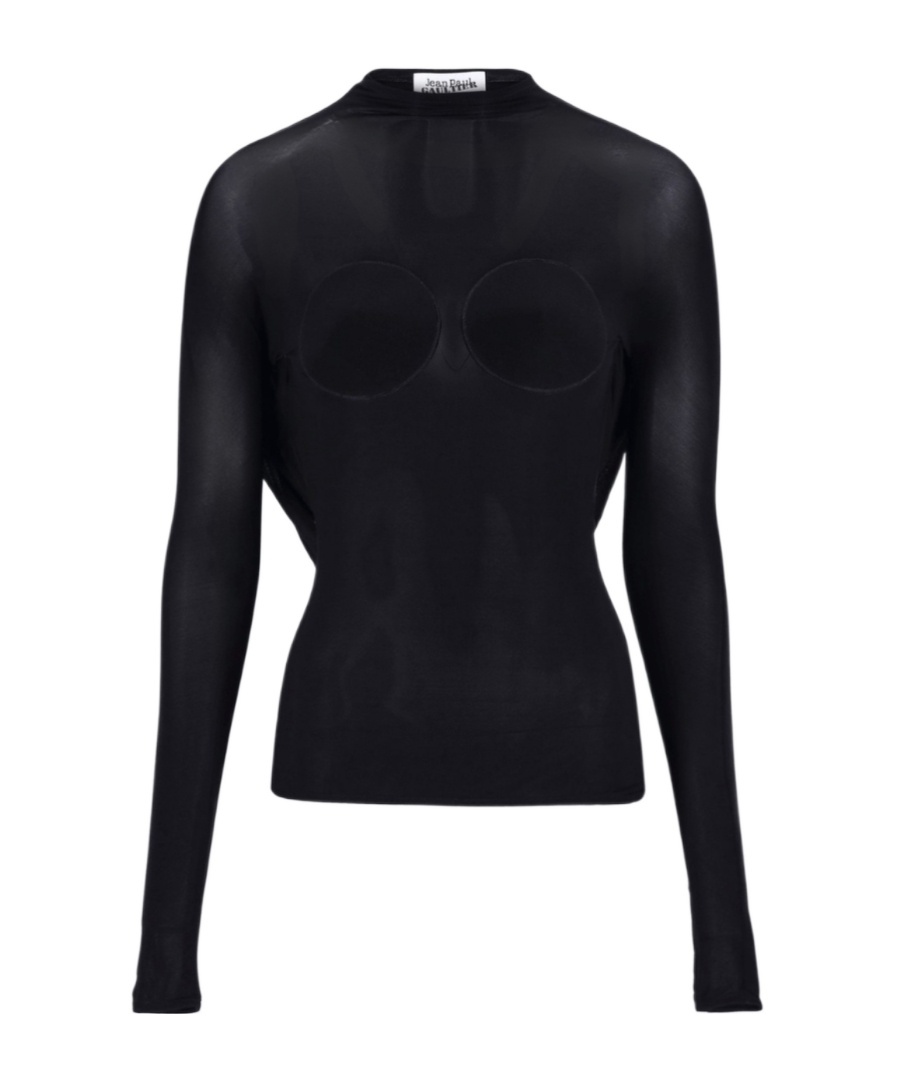 Jean Paul Gaultier Light Jersey Backless Top With Covered Cup Detail In Black